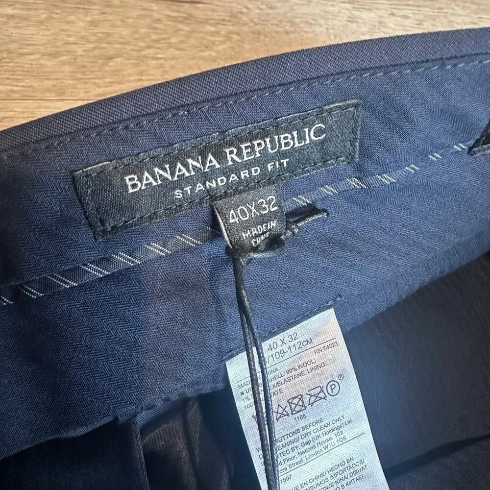 Banana Republic Men's Standard Italian Wool Suit Pant Navy Blue 40 x 32